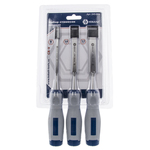 Набор стамесок КОБАЛЬТ плоских: 8, 16, 22 х 140 мм,CR-V, двухкомпонентная рукоятка (3 шт.) блистер (3 шт., блистер)