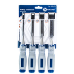 Набор стамесок КОБАЛЬТ плоских: 6, 12, 18, 24 х 140 мм,CR-V, двухкомпонентная рукоятка (4 шт.) блистер (4 шт., блистер)