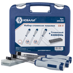 Набор стамесок КОБАЛЬТ плоских: 8, 16, 22 х 140 мм,CR-V, двухкомпонентная рукоятка, точильн. камень (3 шт.) кейс (3 шт., кейс)