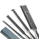 Набор стамесок КОБАЛЬТ плоских: 6, 12, 18, 24 х 140 мм,CR-V, двухкомпонентная рукоятка, точильн. камень (4 шт.) кейс (4 шт., кейс)