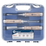 Набор стамесок КОБАЛЬТ плоских: 8, 16, 22 х 140 мм,CR-V, деревянная рукоятка, точильн. камень (3 шт.) кейс (3 шт., кейс)