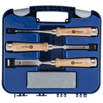 Набор стамесок КОБАЛЬТ плоских: 8, 16, 22 х 140 мм,CR-V, деревянная рукоятка, точильн. камень (3 шт.) кейс (3 шт., кейс)