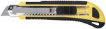 Нож технический 18 мм усиленный прорезиненный, кассета 3 лезвия, Профи FIT FINCH INDUSTRIAL TOOLS 