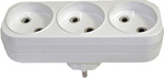 Разветвитель электрический "UNIVERSAL", 3 гнезда, без заземления, 6А 250 В, плоский, белый Прочие бренды 