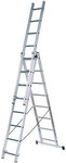 Лестница трехсекционная алюминиевая, 3 х 8 ступеней, H=233/371/509 см, вес 10,17 кг FIT FINCH INDUSTRIAL TOOLS 