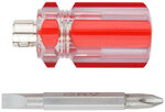 Отвертка с переставным жалом "коротыш", пластиковая красная прозрачная ручка 6x28 мм PH2/SL6 KУРС 