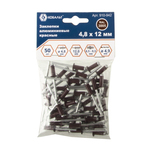 Заклепки КОБАЛЬТ алюминиевые, 4,8 х 12 мм, красные RAL 3005 (50 шт.) пакет