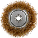 Корщетка чашечная, гайка М14, стальная латунированная волнистая проволока 125 мм КУРС 