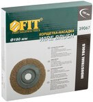 Корщетка-колесо, посадочный диаметр 22,2 мм, стальная латунированная волнистая проволока 180 мм FIT FINCH INDUSTRIAL TOOLS 