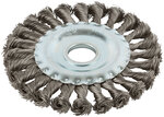 Корщетка-колесо, посадочный диаметр 22,2 мм, витая проволока, нержавеющая сталь, Профи 125 мм FIT FINCH INDUSTRIAL TOOLS 