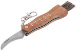 Нож грибника складной, нерж.сталь, деревянная ручка, 170 мм, изогнутое лезвие 45 мм, кисточка, брелок FIT FINCH INDUSTRIAL TOOLS 
