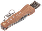 Нож грибника складной, нерж.сталь, деревянная ручка, 170 мм, изогнутое лезвие 45 мм, кисточка, брелок FIT FINCH INDUSTRIAL TOOLS 