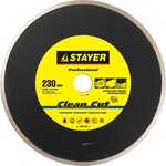 STAYER Clean Cut, 230 мм, (25.4 мм, 5 х 2.4 мм), сплошной алмазный диск, Professional (3665-230)