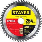STAYER Optima, 254 x 32/30 мм, 48Т, оптимальный рез, пильный диск по дереву (3681-254-32-48)