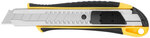 Нож технический 18 мм усиленный прорезиненный, 2-х сторонняя автофиксация FIT FINCH INDUSTRIAL TOOLS 
