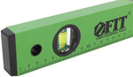 Уровень "Техно", 3 глазка, зеленый корпус, фрезерованная рабочая грань, шкала 1000 мм FIT FINCH INDUSTRIAL TOOLS 