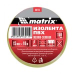 Изолента ПВХ, 15 мм х 10 м, желто-зеленая, 150 мкм Matrix