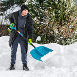 Лопата для уборки снега, полипропилен, 450х450х1355 мм, алюминиевый черенок, усиленная, LUXE Palisad