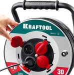 KRAFTOOL КГ 3х2.5 30м 4000Вт IP44, HEAVY DUTYСиловой удлинитель на стальной катушке (55086-30)